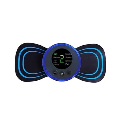 Dispozitiv pentru masaj, pentru gat si talie, cu baterie, utilizeaza impulsuri electrice usoare, negru/albastru