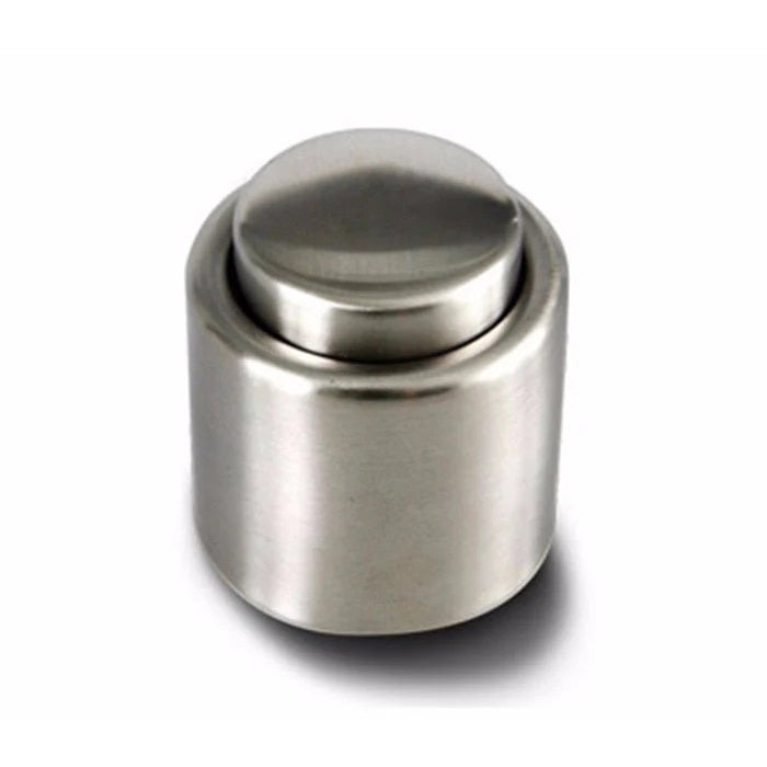 Dop pentru inchiderea etansa a sticlelor de vin, cu pompa de vacuum, din metal si plastic, gri