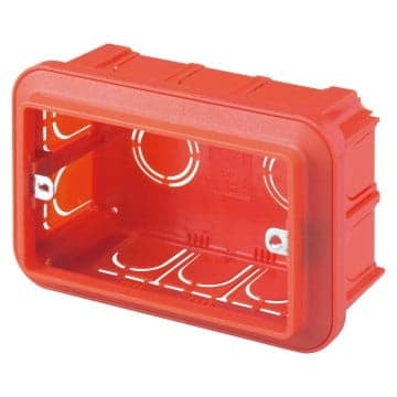 Doza aparat ingropata 3 posturi, plastic, rosie, montaj ingropat