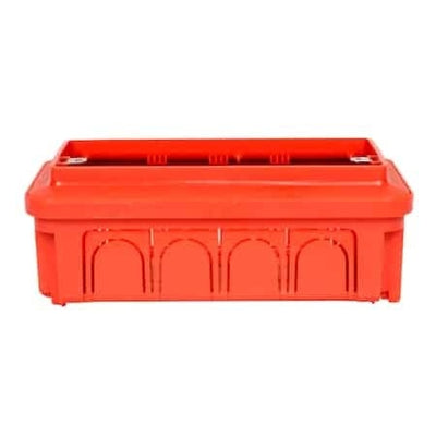 Doza aparat ingropata, 4 posturi, plastic, culoare rosu, pentru zidarie