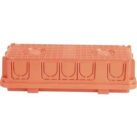 Doza aparat ingropata 6 posturi, modular, ABS, rosie, pentru zidarie
