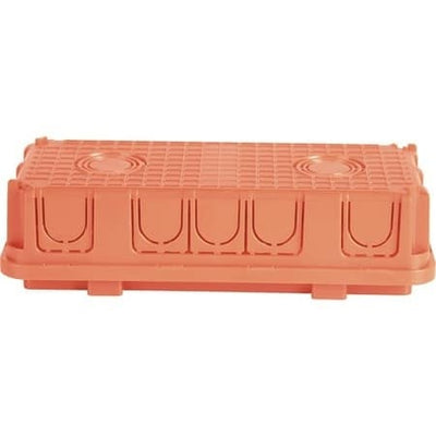Doza aparat ingropata 6 posturi, modular, ABS, rosie, pentru zidarie