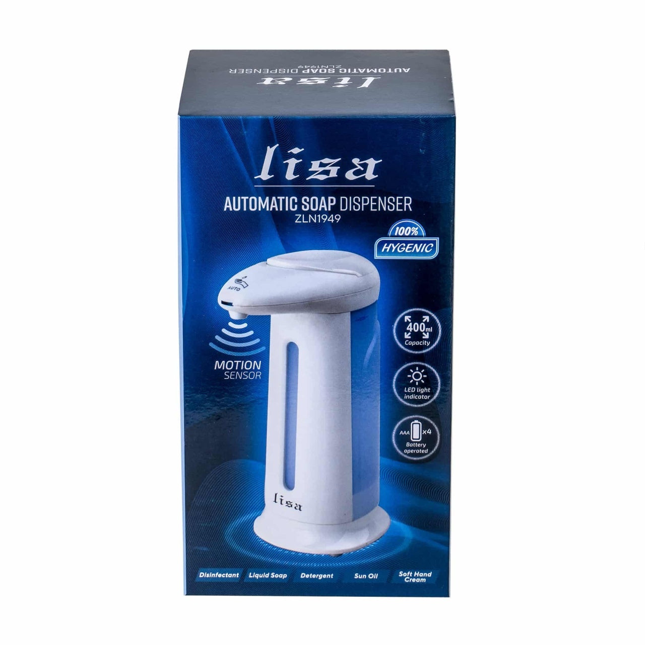 Dozator automat de sapun lichid 400ml cu senzor si indicator LED, alb