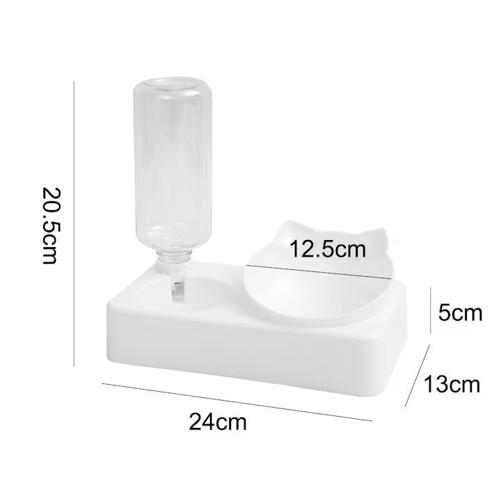 Dozator de apa cu bol de mancare pentru animale, 24 cm