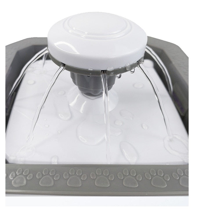 Dozator electric de apa pentru animale, capacitate 2.5L, din plastic, cu 2 filtre, alb
