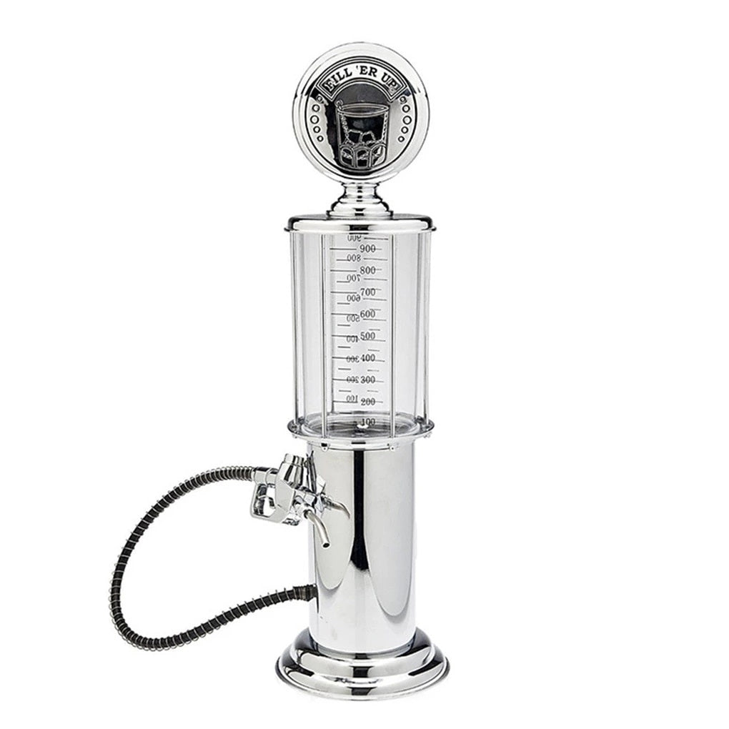 Dozator FOXMAG24 pentru bauturi alcoolice, capacitate 0,8L, cu 2 furtunuri, baza din aluminiu, argintiu
