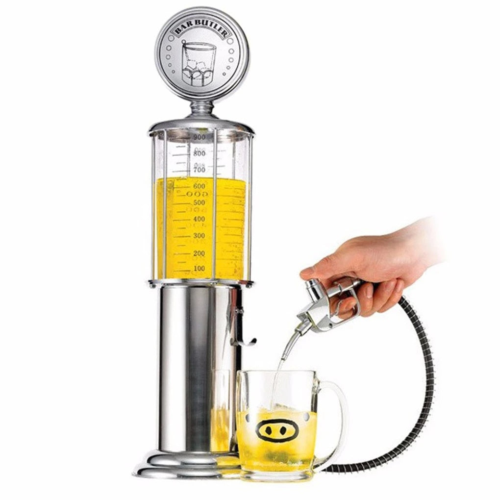 Dozator FOXMAG24 pentru bauturi alcoolice, capacitate 0,8L, cu 2 furtunuri, baza din aluminiu, argintiu