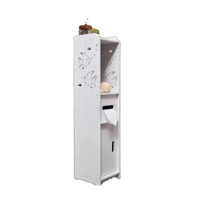 Dulap de baie, cu 3 compartimente, vertical, dimensiuni 80x20x24 cm, din MDF, alb