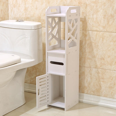 Dulap de baie, cu suport pentru hartie, dimensiuni 80x20x18cm, usor de instalat si demontat, din MDF, alb