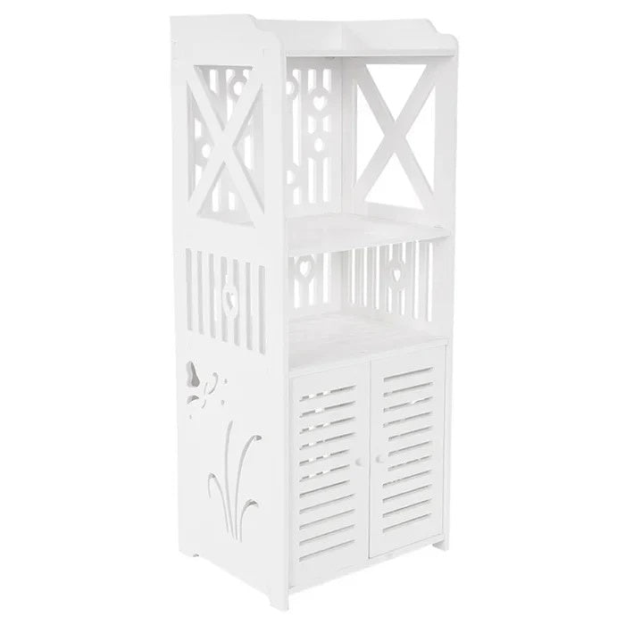 Dulap impermeabil pentru baie, cu 2 rafturi superioare deschise, inaltime 90cm, durabil si stabil, asamblare usoara, alb