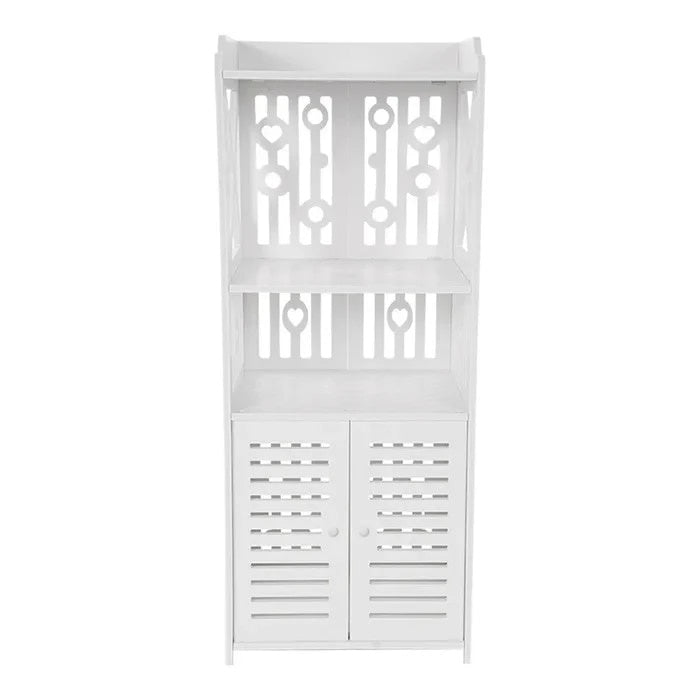 Dulap impermeabil pentru baie, cu 2 rafturi superioare deschise, inaltime 90cm, durabil si stabil, asamblare usoara, alb