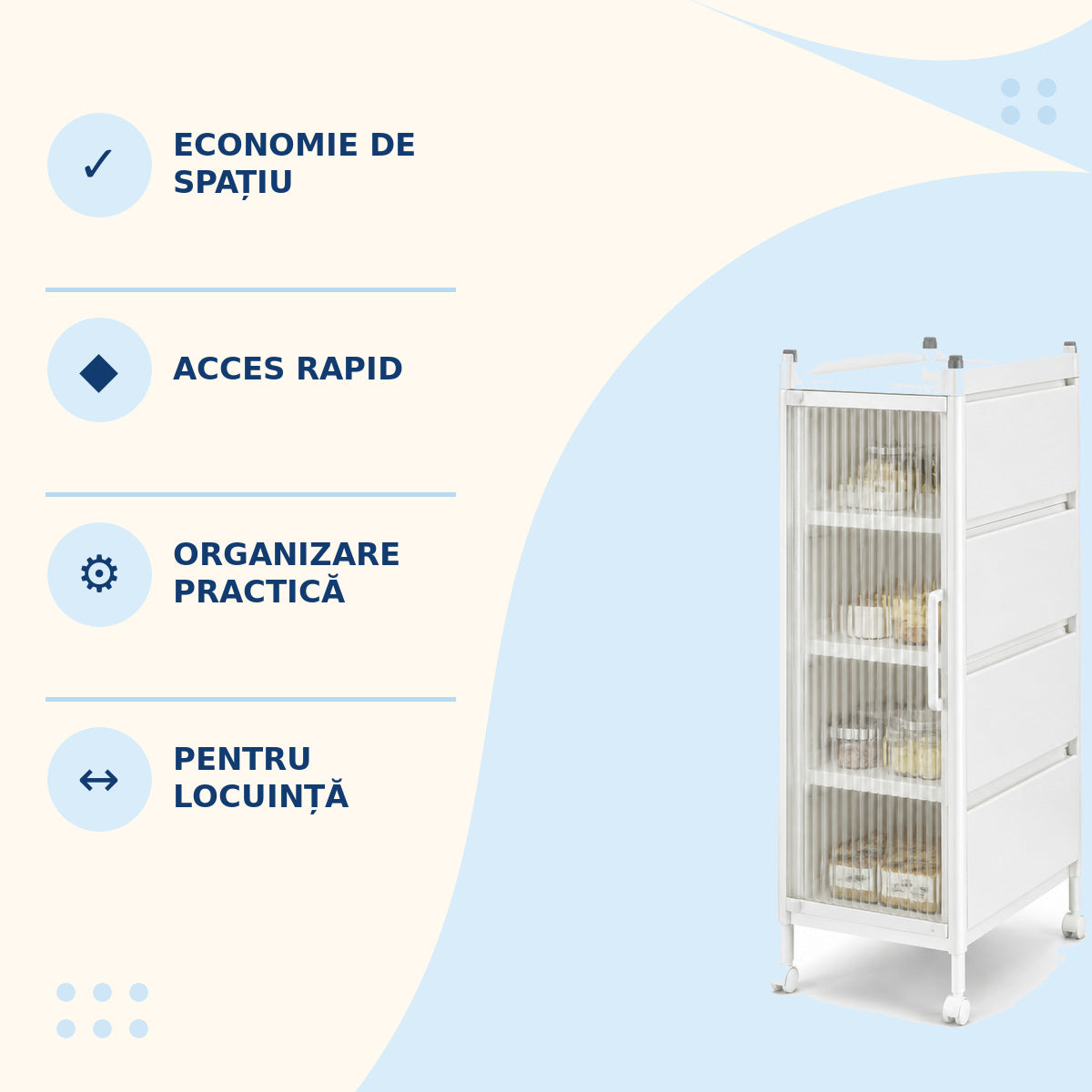 Dulap Îngust cu Rafturi pentru Bucătărie sau Baie, Alb – imagine 3