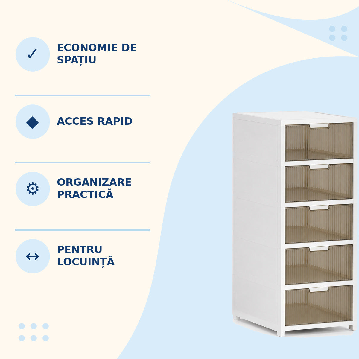 Dulap Îngust de Depozitare cu 5 Compartimente, Alb – imagine 3