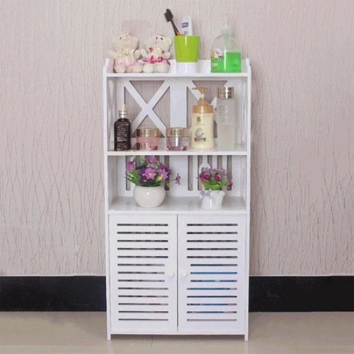 Dulap pentru baie, cu 3 polite pentru depozitare, dimensiuni 90 cm x 40 cm x 25 cm, alb