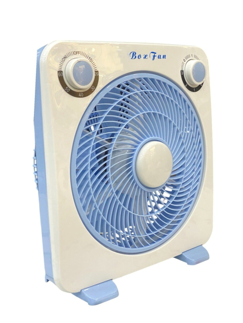 Ventilator Box de Cameră și Masă, 3 Viteze, Grilă Rotativă, Portabil, Alb/Albastru