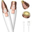 Epilator de sprancene si facial, 2 in 1, cu 2 capete interschimbabile, incarcare USB, cu lame din otel inoxidabil, cu LED indicator, alb