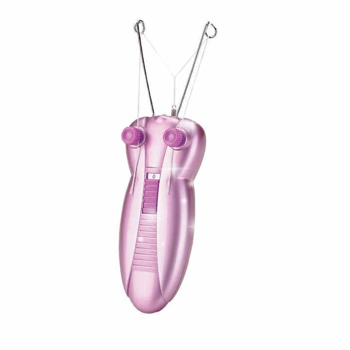 Epilator electric cu ata, pentru epilare faciala si corporala, rapid si fara durere, cu baterii, roz
