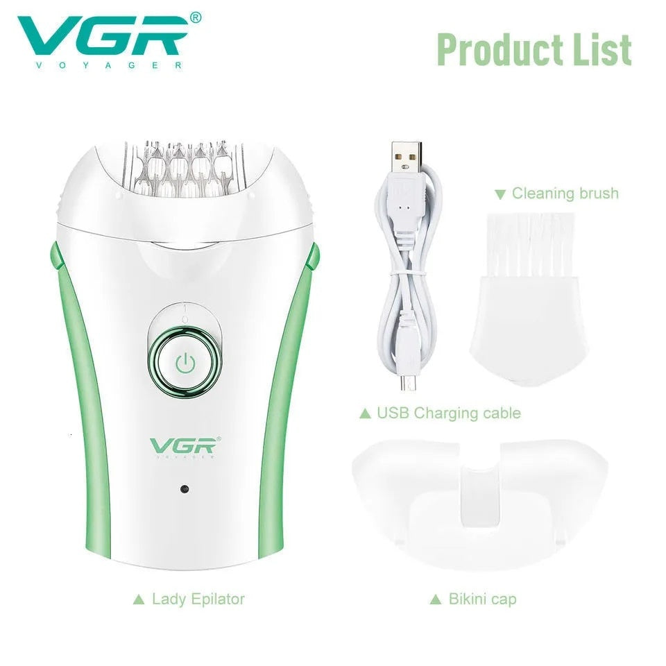 Epilator electric, pentru femei, epilare fata, corp, picioare, subrat, bikini, lavabil, reincarcabil, autonomie 90 min, alb