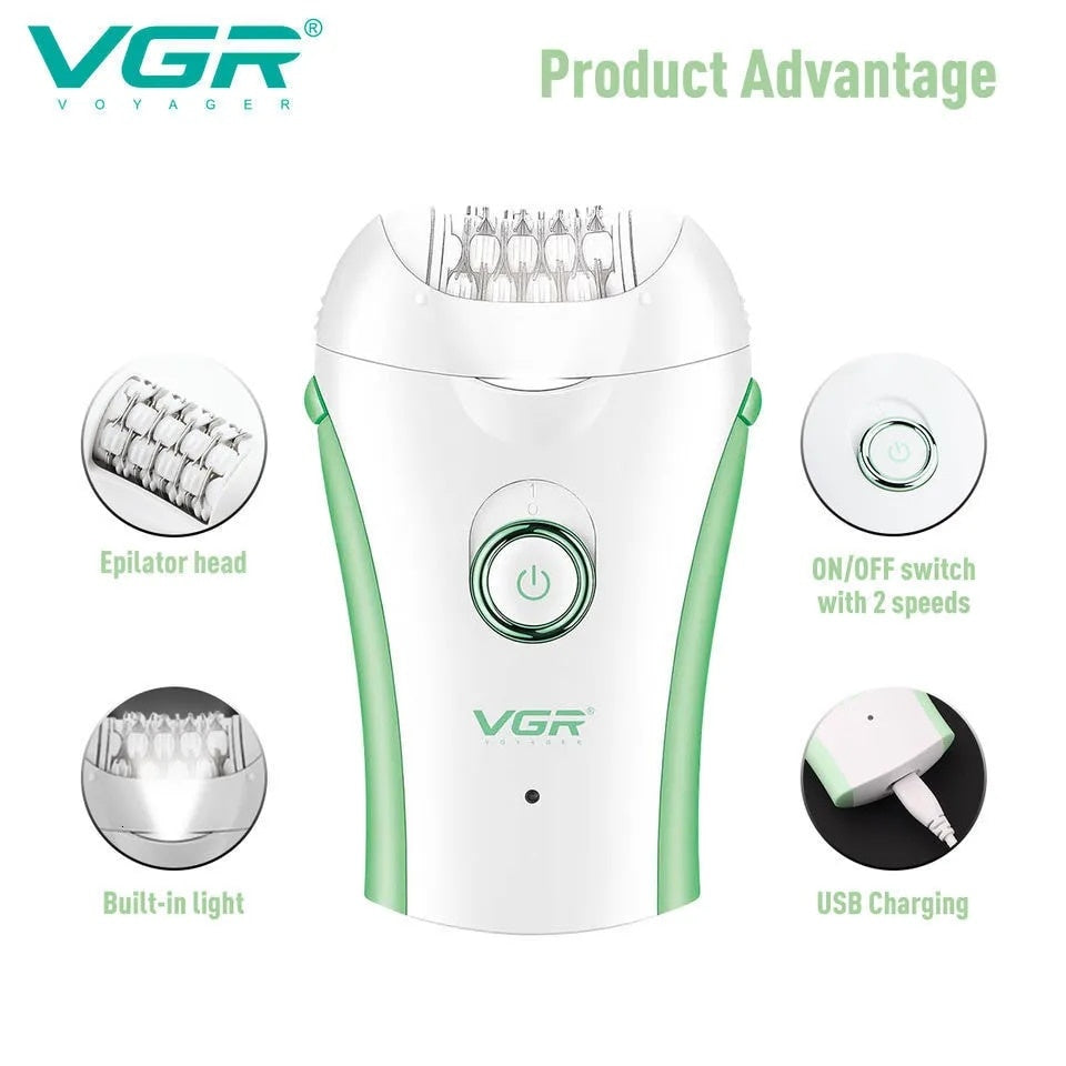 Epilator electric, pentru femei, epilare fata, corp, picioare, subrat, bikini, lavabil, reincarcabil, autonomie 90 min, alb