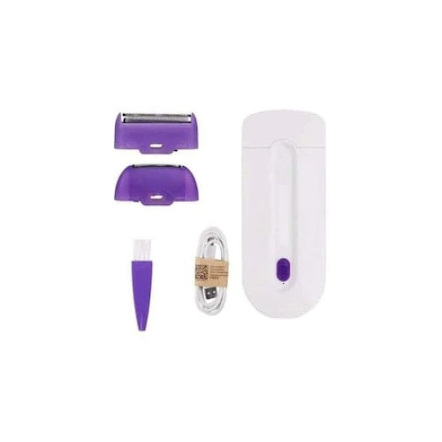 Epilator portabil, pentru fata si corp, incarcare USB, cu acumulator, alb/mov
