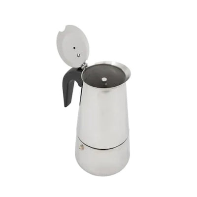 Espresor pentru aragaz, din otel inoxidabil, capacitate 6 cesti (300 ml), inalitime 18 cm, compatibil cu plita electrica sau gaz, argintiu