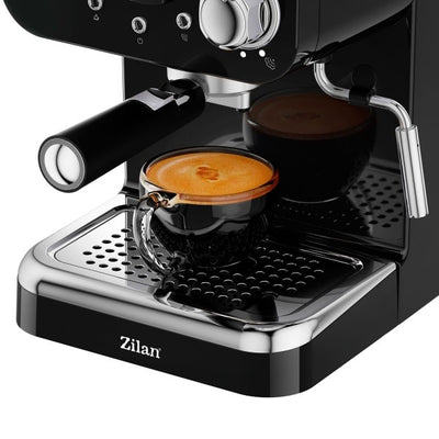 Espressor manual 1100W, capacitate 1.25L, 15 Bar, negru