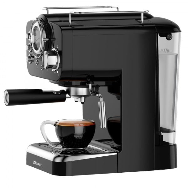 Espressor manual 1100W, capacitate 1.25L, 15 Bar, negru