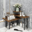 Etajera cu 3 polite din MDF, cu 5 picioare din metal, rotativ 180°, dimensiuni 66 (L) x 17.5 (l) x 38 (H) cm, cu imitatie lemn, maro/negru