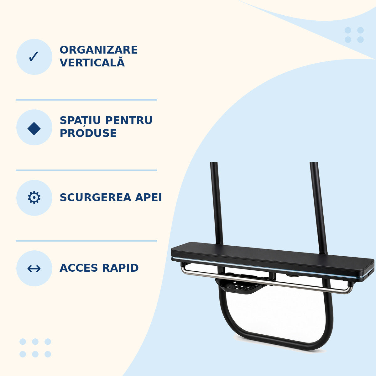 Etajeră de Duș cu Bară pentru Prosoape, Negru – imagine 3