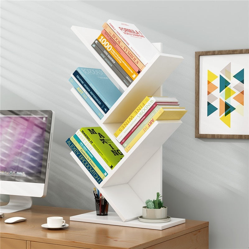 Etajera pentru carti, dimensiuni 40x16x30cm, cu 4 compartimente, din MDF, usor de asamblat, alb