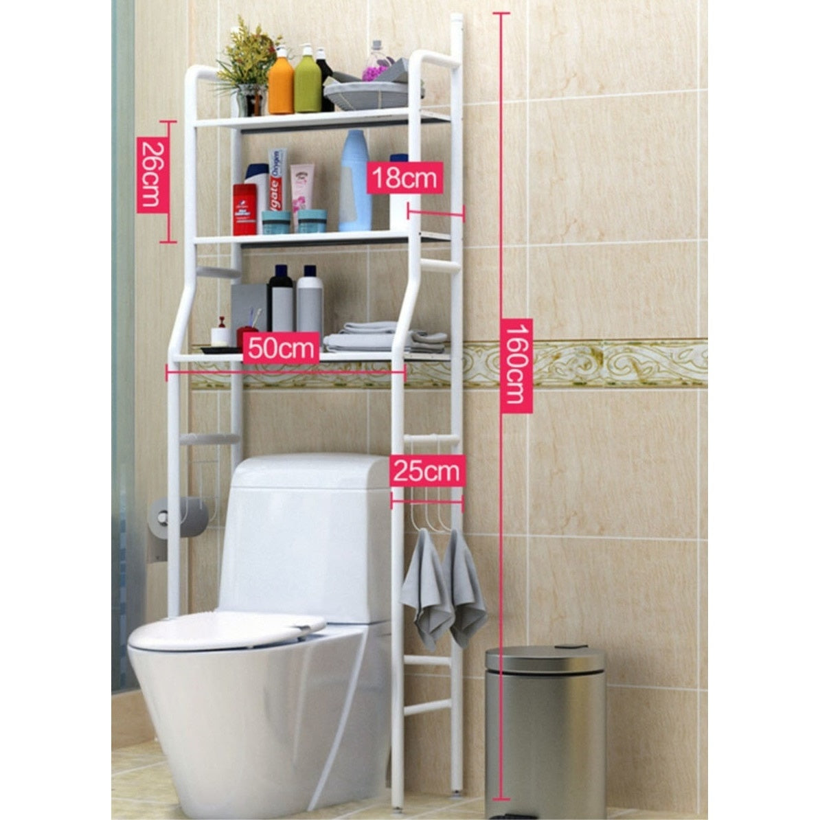 Etajera toaleta, Espace Homs, 50 x 160 x 25 cm, alb