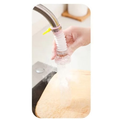 Extensie universala pentru robinet, cu prelungitor flexibil, cu particule pentru filtrarea apei, din plastic, alb/roz