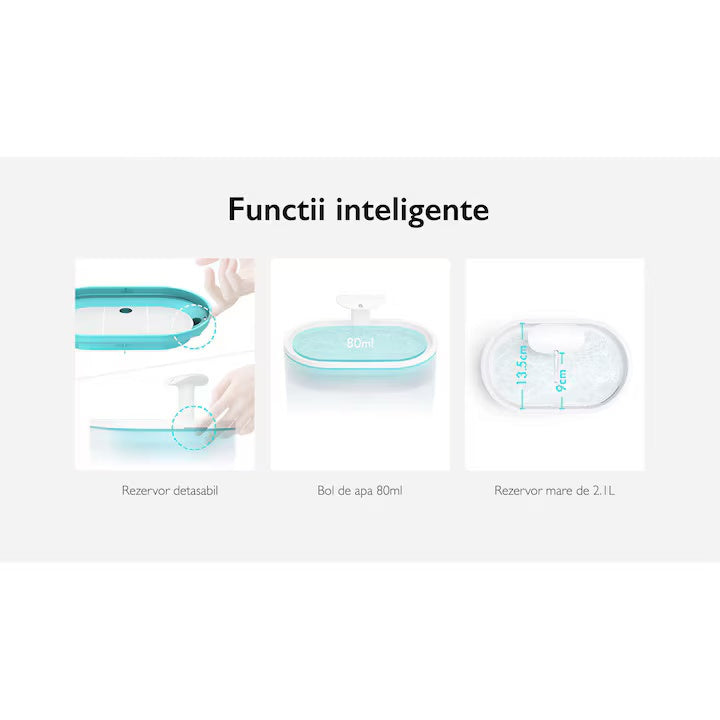 Fantana automata de apa pentru pisici si caini, dispenser de apa, include 1 filtru, capacitate 2.2 L