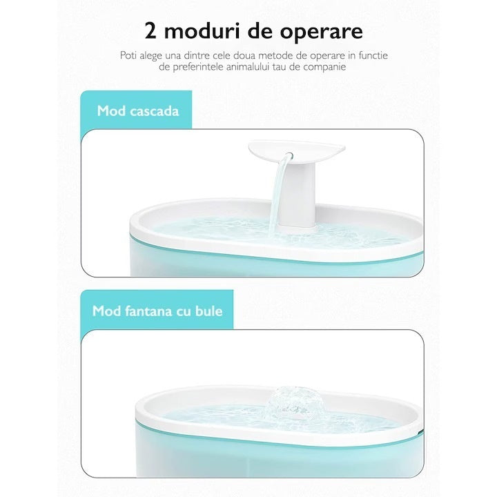 Fantana automata de apa pentru pisici si caini, dispenser de apa, include 1 filtru, capacitate 2.2 L