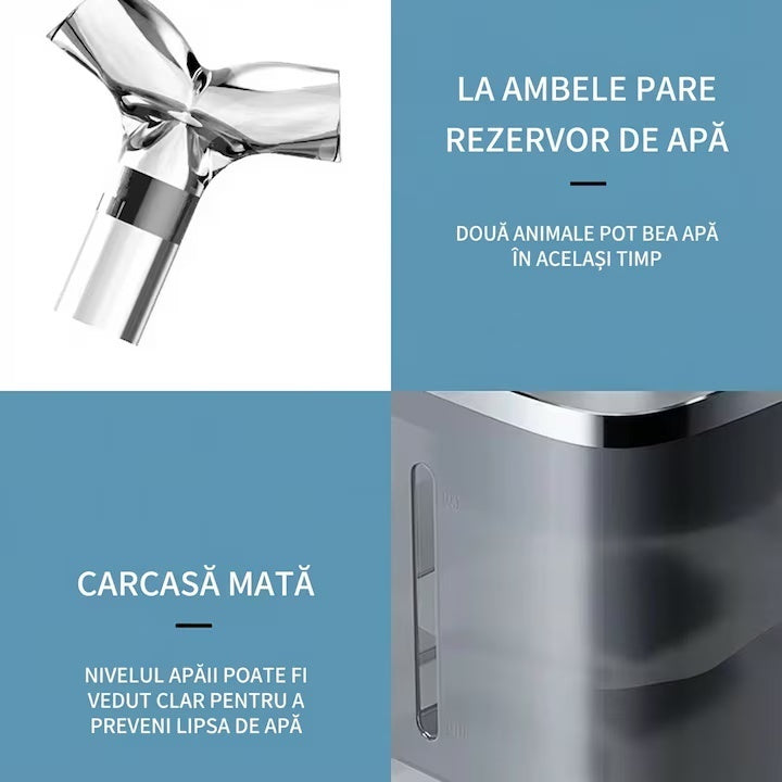 Fantana de apa pentru pisici si caini, dozator automat de apa, 2L, ultra-silentios 10 dB, Verde