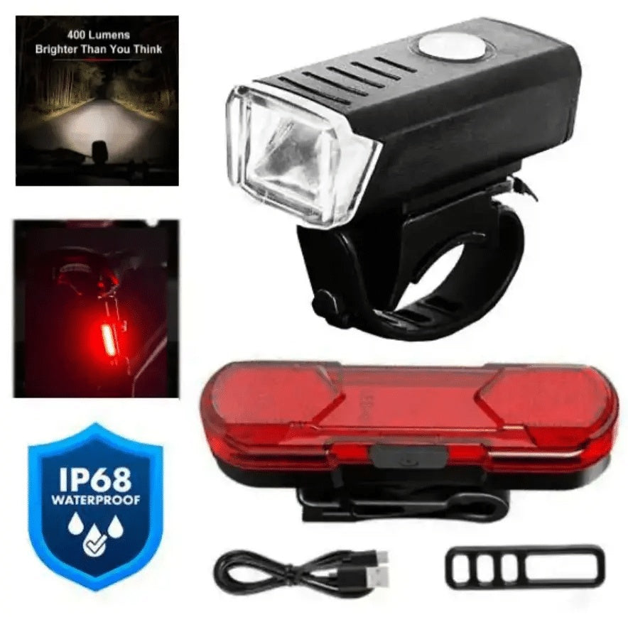 Far cu stop bicicleta, incarcare USB, lumina frontala si spate integrate