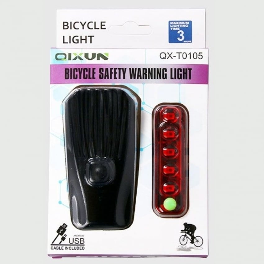 Far cu stop pentru bicicleta, incarcare USB, far frontal si stop spate integrate