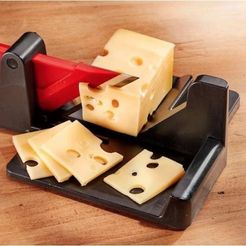 Feliator manual pentru mezeluri si legume, din ABS si inox, cu baza antialunecare, rosu/negru