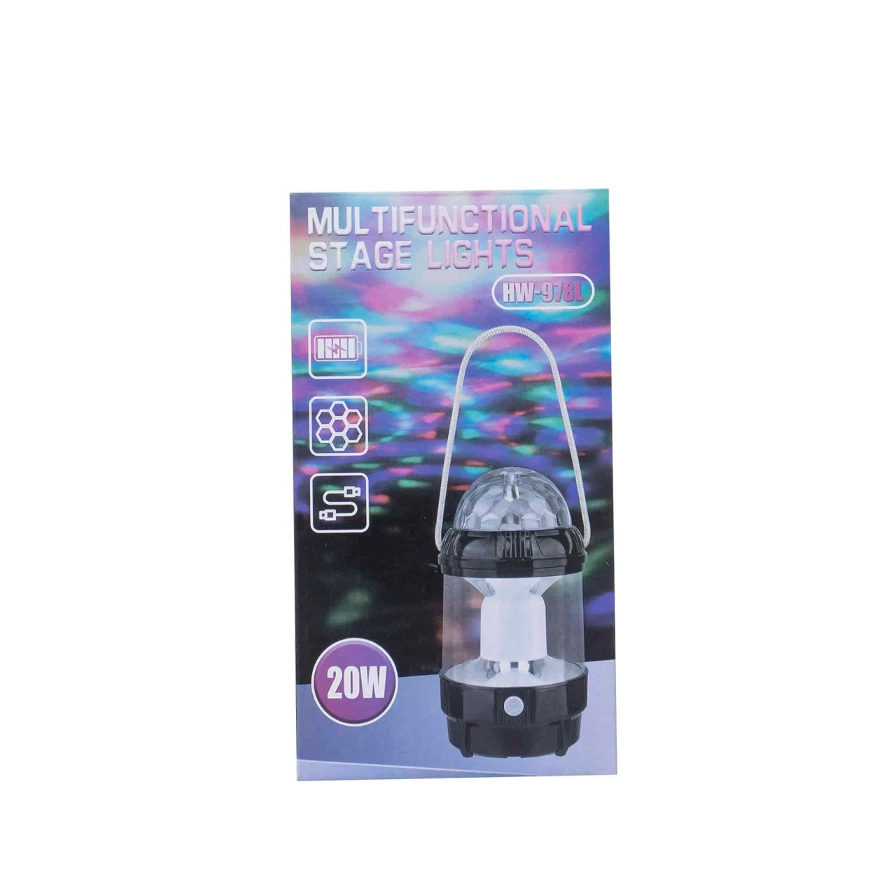 Felinar LED 20W cu 2 moduri de intensitate, negru, cu dimmer si baterii AA