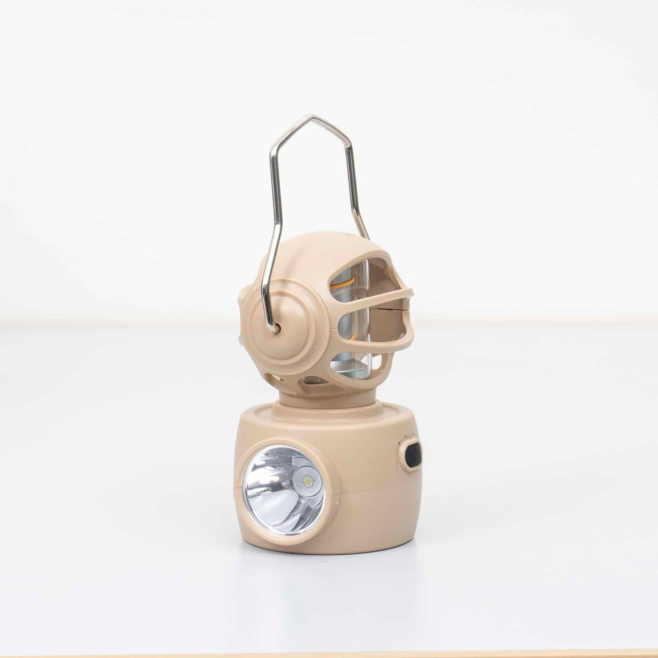 Felinar model robotel cu 4 moduri intensitate lumina, USB, putere 30W, crem