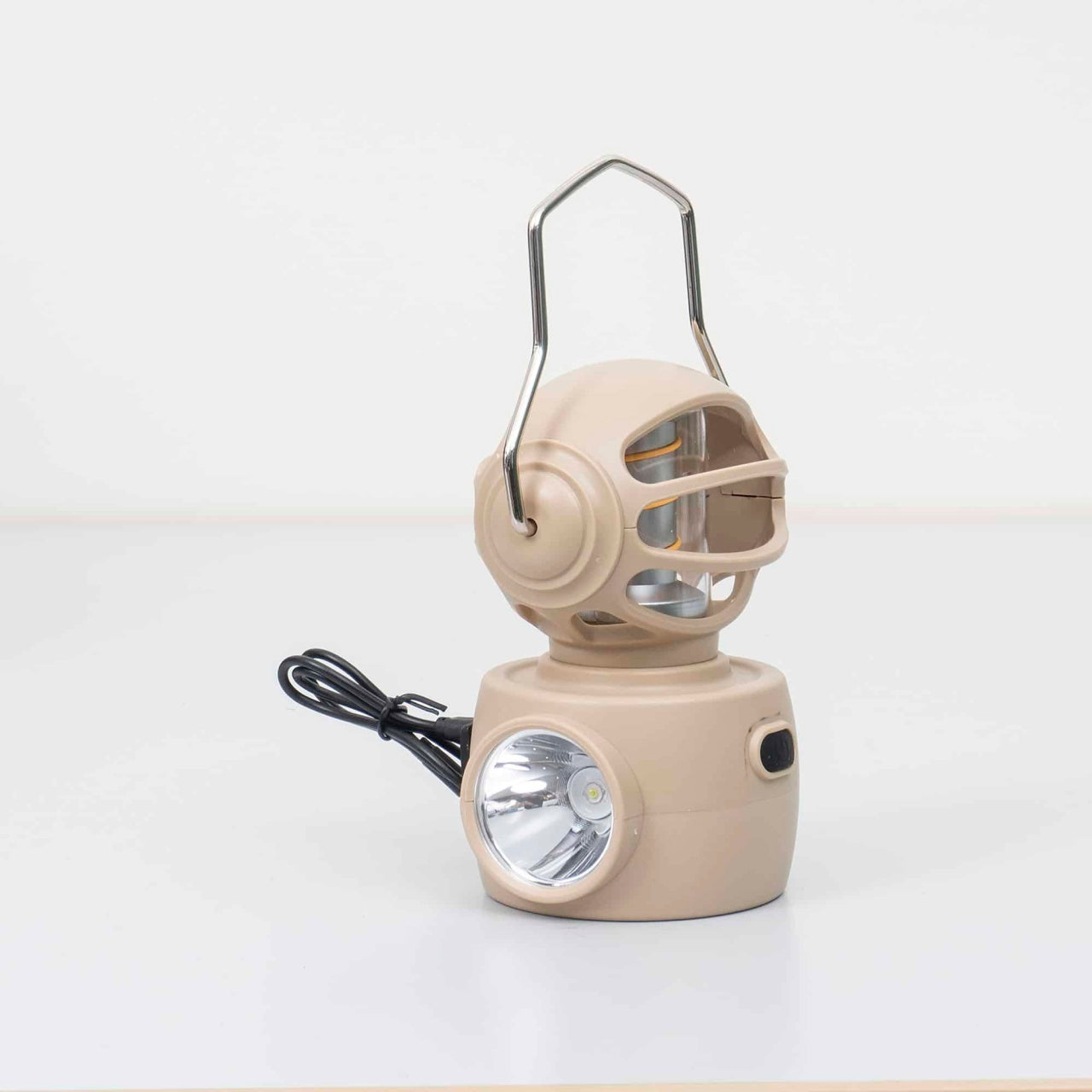 Felinar model robotel cu 4 moduri intensitate lumina, USB, putere 30W, crem