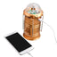 Felinar pentru camping, cu incarcare USB, lanterna, suport de agatat, din ABS, pliabil, lumini RGB, auriu