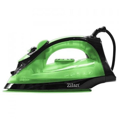 Fier de calcat cu talpa ceramica, 2200W, aburi si uscat, auto-curatare, verde