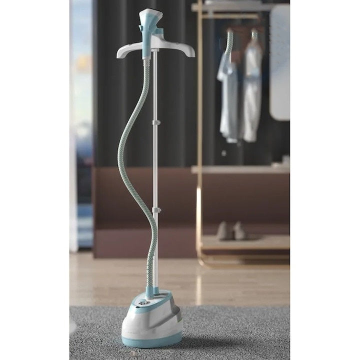 Fier de calcat vertical, putere 2200W, capacitate rezervor apa 1.8L, suport extensibil, stabil, din ABS si metal, dimensiuni(L x l x h): 77-153 x 42 x 30 cm, alb