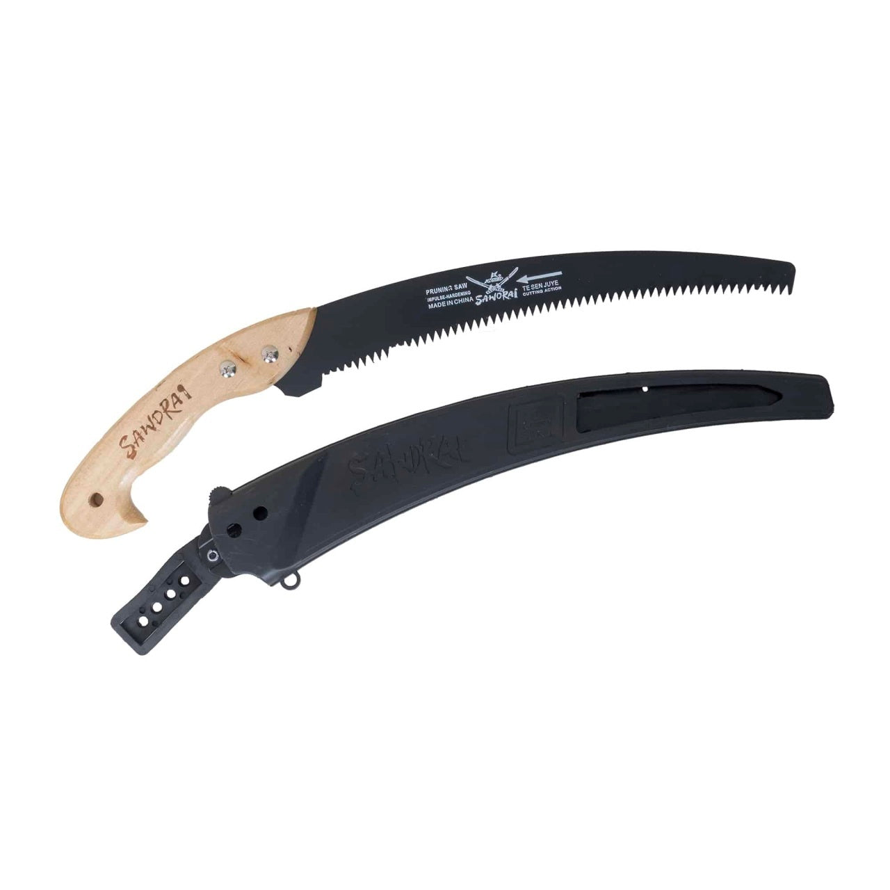 Fierastrau de mana pentru pomi cu lama 35cm si maner din lemn, cu teaca