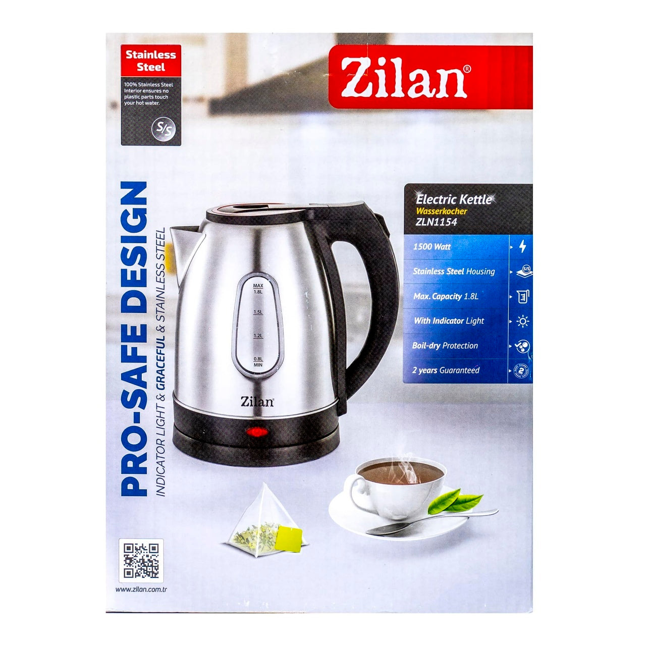 Fierbator apa inox 1.8L, 1500W cu iluminare LED si oprire automata