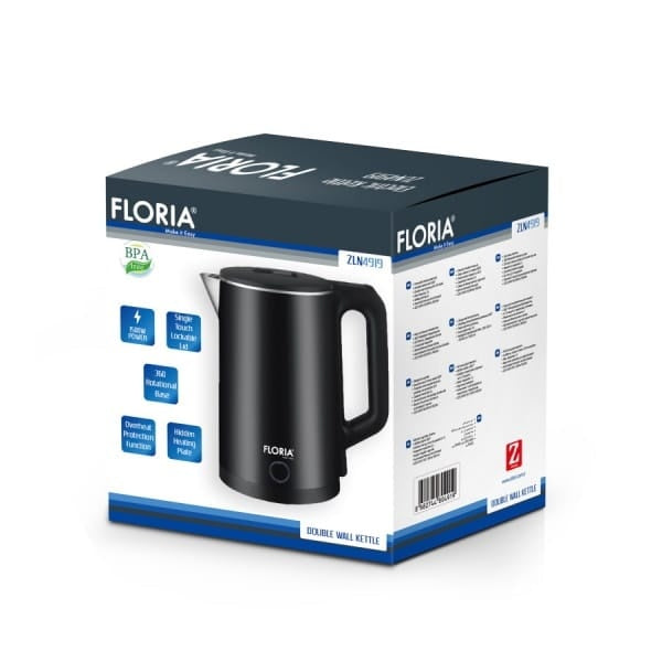 Fierbator electric 1500W, capacitate 2L, indicator luminos, negru
