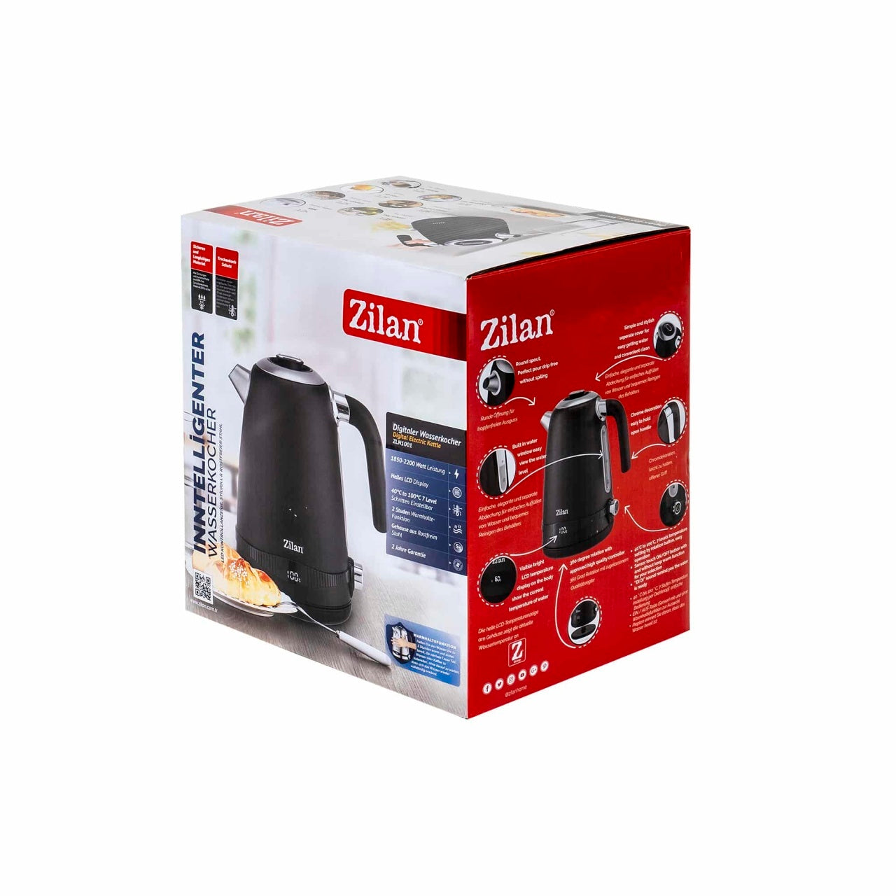 Fierbator electric digital 1.7L cu afisaj LCD si 7 niveluri de temperatura 40-100°C