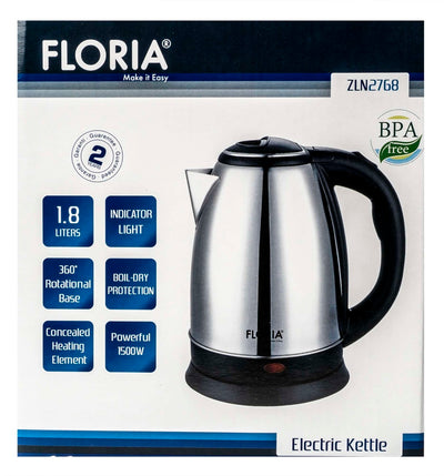 Fierbator inox 1.8L, putere 1500W, cu indicator luminos si protectie supraincalzire