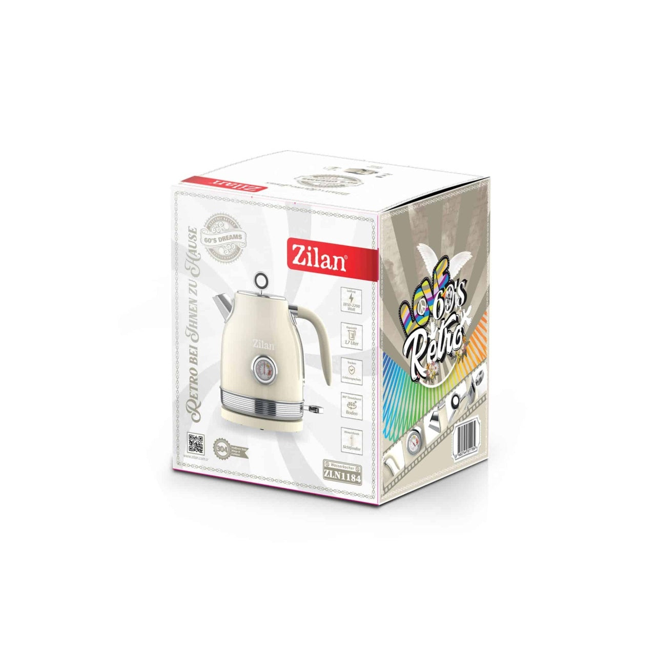 Fierbator Retro 1.7L, 2200W, rotire 360°, culoare crem